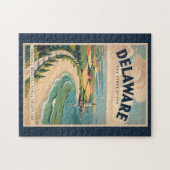 Delaware Leuchtturm Illustration Reise Kunst Retro Puzzle (Horizontal)