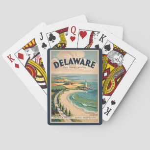 Delaware Leuchtturm Illustration Reise Kunst Retro Spielkarten