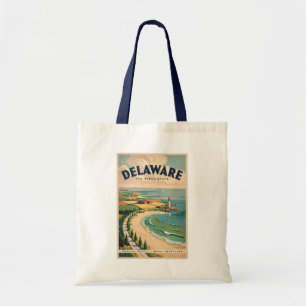 Delaware Leuchtturm Illustration Reise Kunst Retro Tragetasche