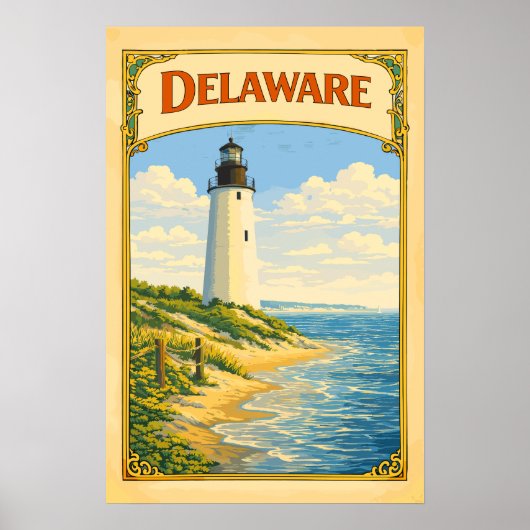 Delaware Leuchtturm Vintage Poster (Vorne)