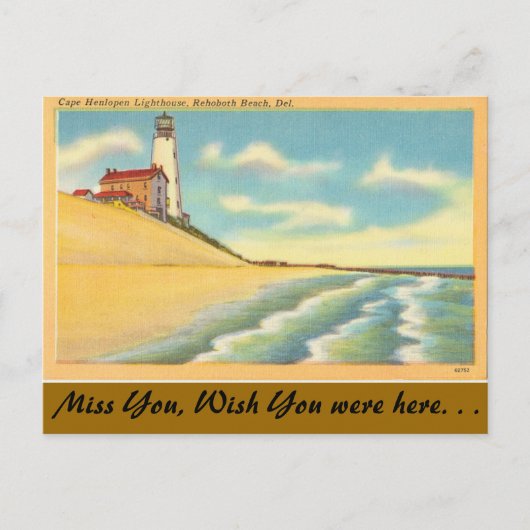 Delaware, Lighthouse, RehoBeide Strand Postkarte (Vorderseite)