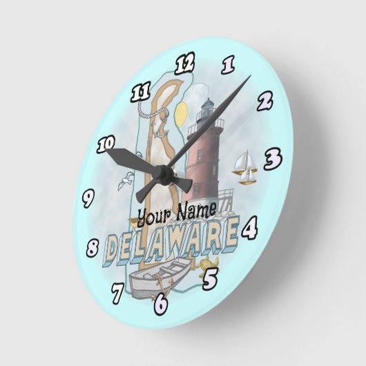 Delaware Lighthouse Runde Wanduhr (Winkel)