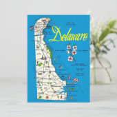 Delaware Map 5x7 Big Postcard Einladung (Stehend Vorderseite)