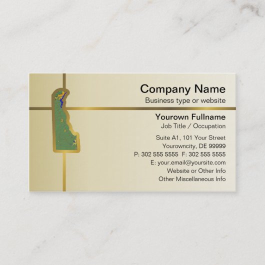 Delaware Map Business Card Visitenkarte (Vorderseite)