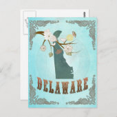 Delaware Map mit schönen Vögeln Postkarte (Vorne/Hinten)