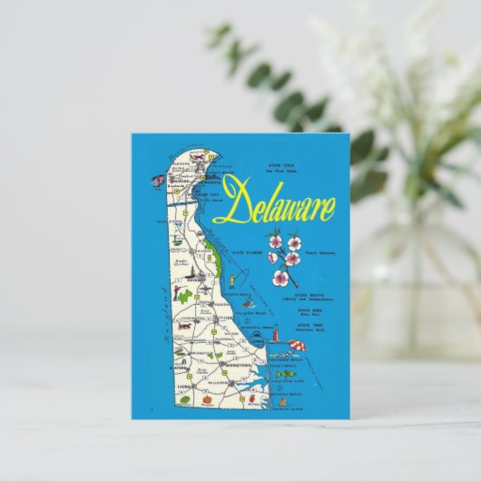 Delaware Map Postkarte (Stehend Vorderseite)