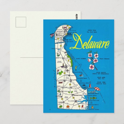 Delaware Map Postkarte (Vorne/Hinten)