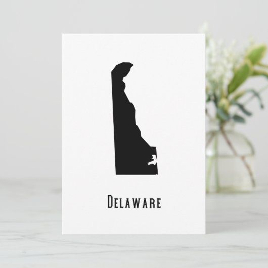 Delaware Map - Schwarz und Weiß Moderne Delaware K Einladung (Stehend Vorderseite)
