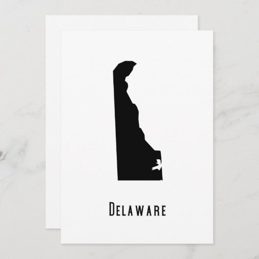 Delaware Map - Schwarz und Weiß Moderne Delaware K Einladung (Vorne/Hinten)