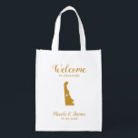 Delaware Map Wedding Welcome Bag, Gold Tote Bag Wiederverwendbare Einkaufstasche<br><div class="desc">Hochzeitswochenende Begrüßungsgeschenk-Tasche für Gäste aus der Stadt zu Ihrer Hochzeit,  mit Bild von Delaware,  mit Herz können Sie an der genauen Lage platzieren. Füllen Sie Tasche mit Ihren Lieblingsgoodies.</div>