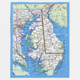 Delaware - Maryland Vintage Karte Fleecedecke