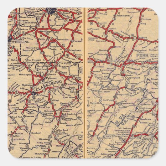 Delaware, Maryland, Virginia, West Virginia Quadratischer Aufkleber (Vorderseite)