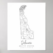 Delaware Minimal Street Map Poster (Vorne)