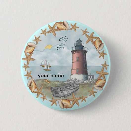 Delaware Muscheln Leuchtturm-Button-Taste Button (Vorderseite)