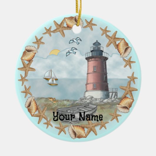 Delaware Muscheln Leuchtturm Ornament (Vorne)