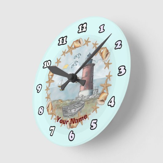 Delaware Muscheln Lighthouse Clock Runde Wanduhr (Winkel)