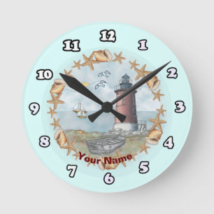 Delaware Muscheln Lighthouse Clock Runde Wanduhr