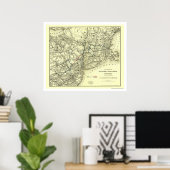 Delaware & North River Railroad Karte 1890 Poster (Heimbüro)