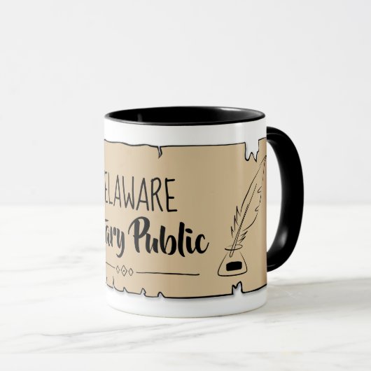 Delaware Notary Public Scroll Feather Quill Tasse (VorderseiteRechts)