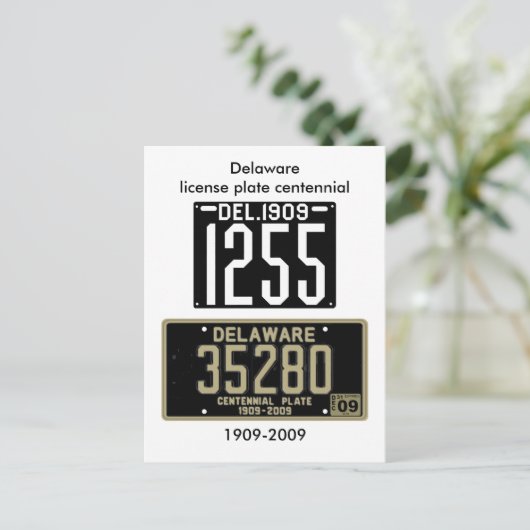 Delaware-Nummernschild Postkarte (Stehend Vorderseite)