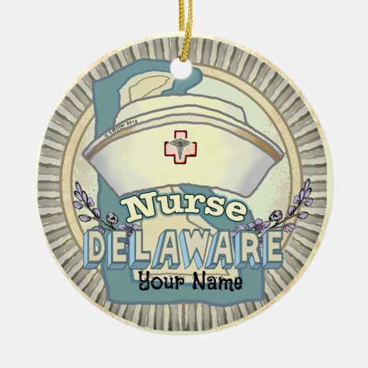 Delaware Nurse Keramik Ornament (Vorne)
