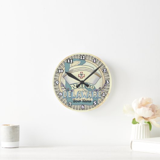 Delaware Nurse Runde Wanduhr (Zuhause)