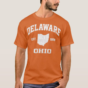 Delaware Ohio OH Vintager Staat Athletic Stil T-Shirt