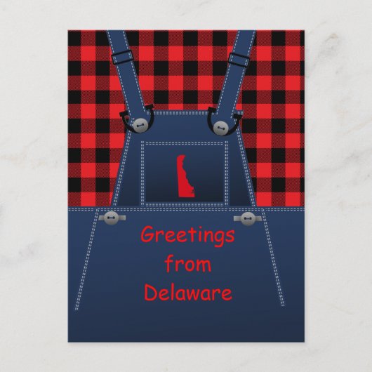 Delaware Overalls Buffalo Kariert Postkarte (Vorderseite)