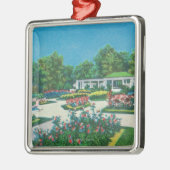 Delaware-Park-Rosen-Garten-Ansicht Silbernes Ornament (Links)