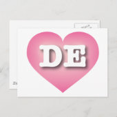 Delaware Pink Fade Heart - I Liebe DE Postkarte (Vorne/Hinten)