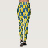 Delaware Pop Art Blau Gold Muster Leggings (Rückseite)
