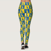 Delaware Pop Art Blue Gold Pattern Leggings (Rückseite)