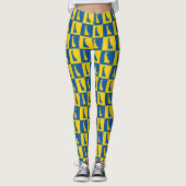 Delaware Pop Art Blue Gold Pattern Leggings (Vorderseite)