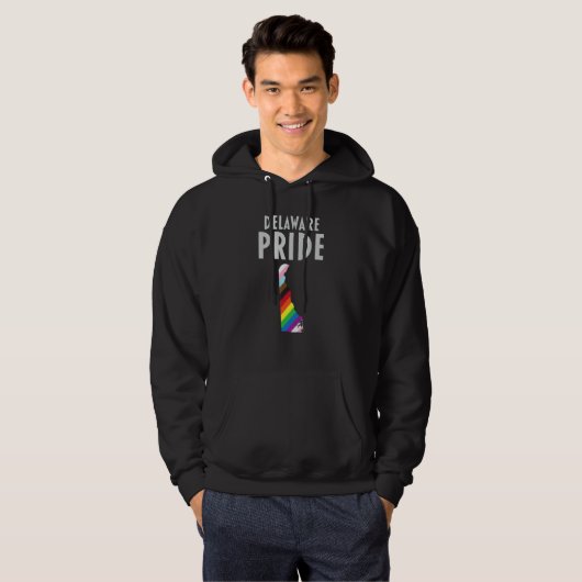 Delaware Pride LGBTQIA Gay Lesbian Trans Love Rain Hoodie (Vorne ganz)