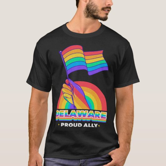 Delaware Proud Ally Pride Month LGBTQ LGBT Communi T-Shirt (Vorderseite)