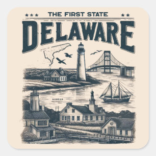 Delaware Quadratischer Aufkleber