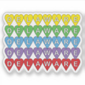 Delaware Rainbow Hearts Aufkleber (Vorderseite)