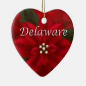 Delaware Red Poinsettia Heart Keepake Ornament (Rechts)
