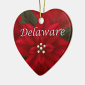 Delaware Red Poinsettia Heart Keepake Ornament (Links)