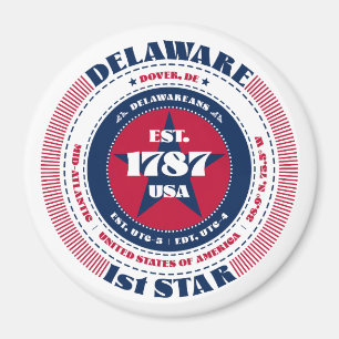 Delaware Red White Blue Circle Magnet