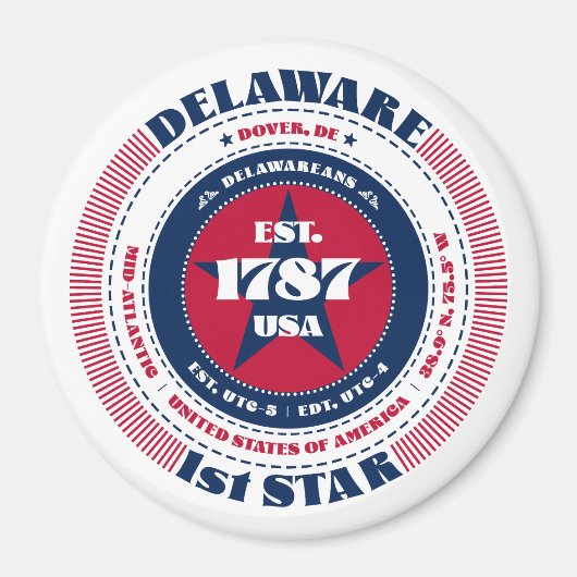 Delaware Red White Blue Circle Magnet (Vorne)