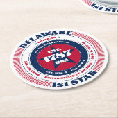 Delaware Red White Blue Typografy Paper Untersetze Runder Pappuntersetzer (Angewinkelt)
