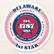 Delaware Red White Blue Typografy Paper Untersetze