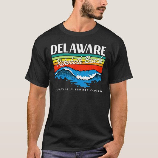 Delaware RehoBeide Beach Retro Surf Wave Graphic T-Shirt (Vorderseite)