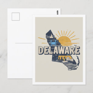 Delaware Retro-Reise-Design ikonischer US-Bundesst Postkarte
