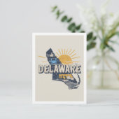 Delaware Retro Travel Design Iconic US Staaten Postkarte (Stehend Vorderseite)
