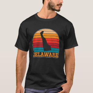 Delaware Retro Vintag Sunset US Staat Silhouette T-Shirt