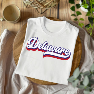 Delaware Rot Weiß Blau Vintage-Script T-Shirt