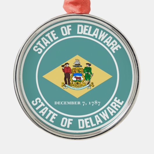 Delaware Round Emblem Ornament Aus Metall (Vorne)