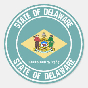 Delaware Round Emblem Runder Aufkleber